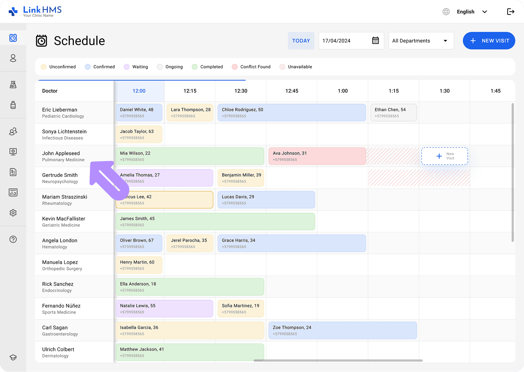 LinkHMS doctor's schedule