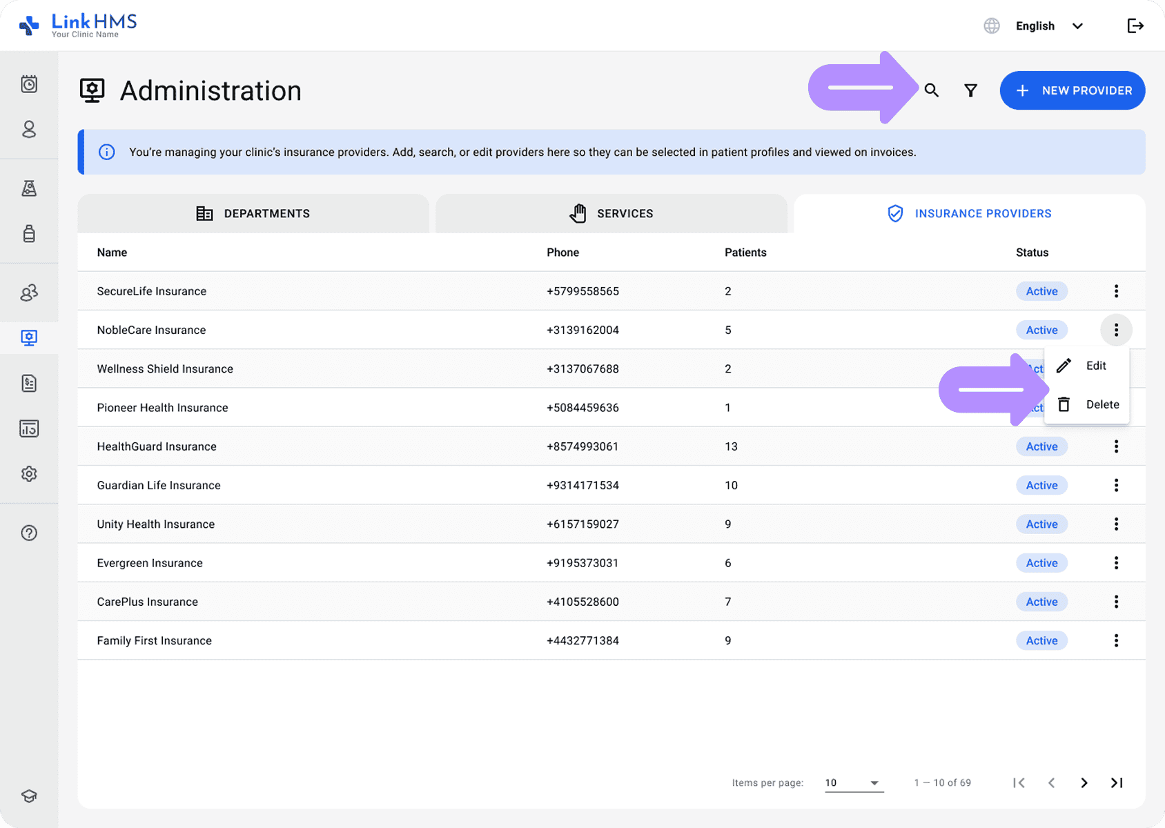 LinkHMS insurance providers