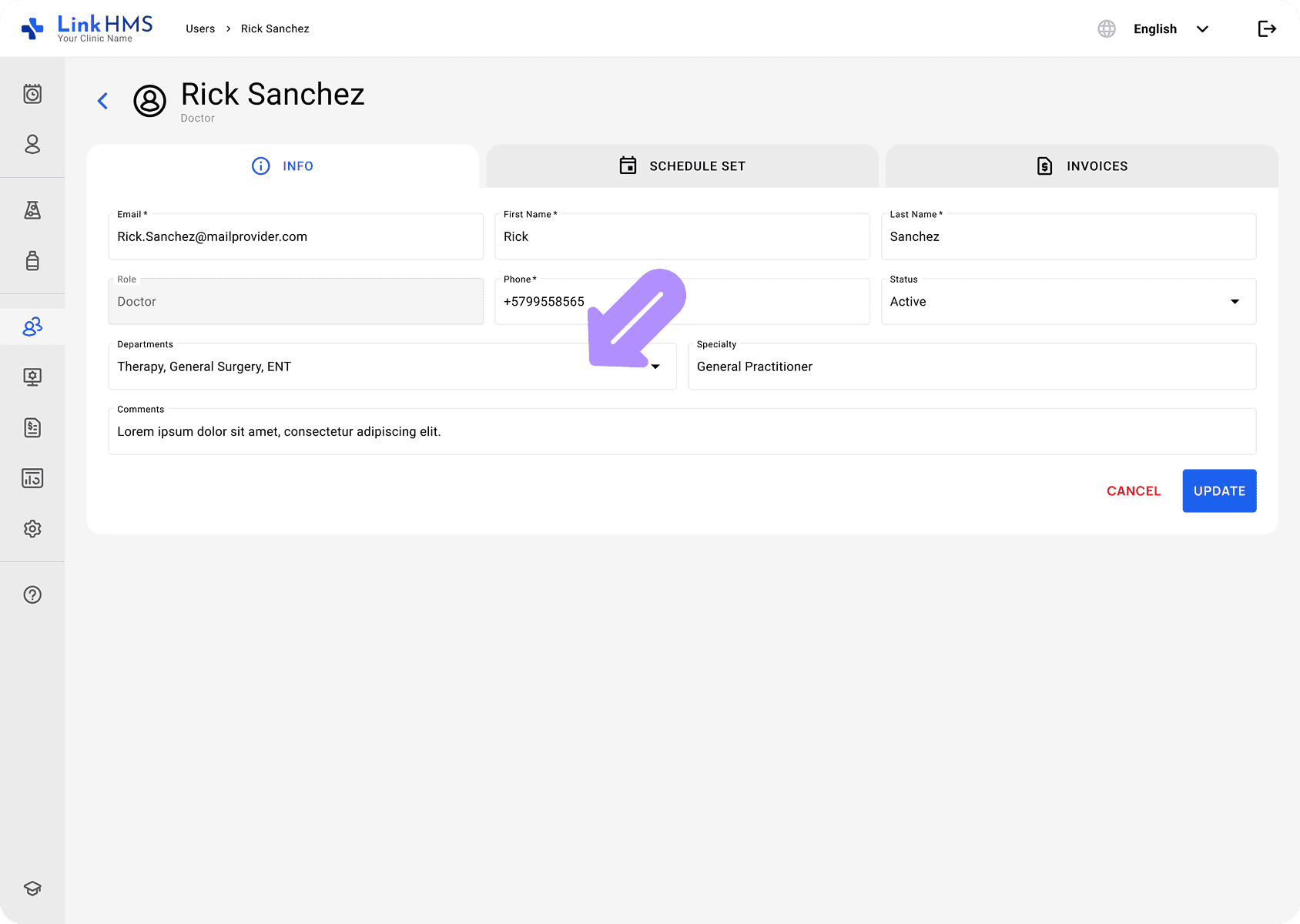 LinkHMS manage users