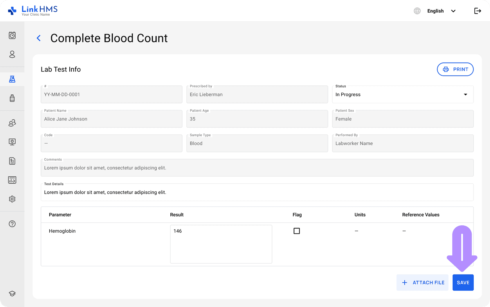 LinkHMS save the test