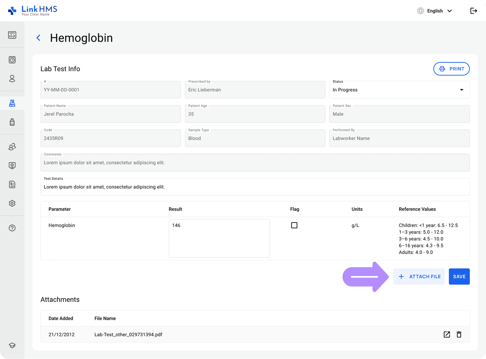 LinkHMS attach the document