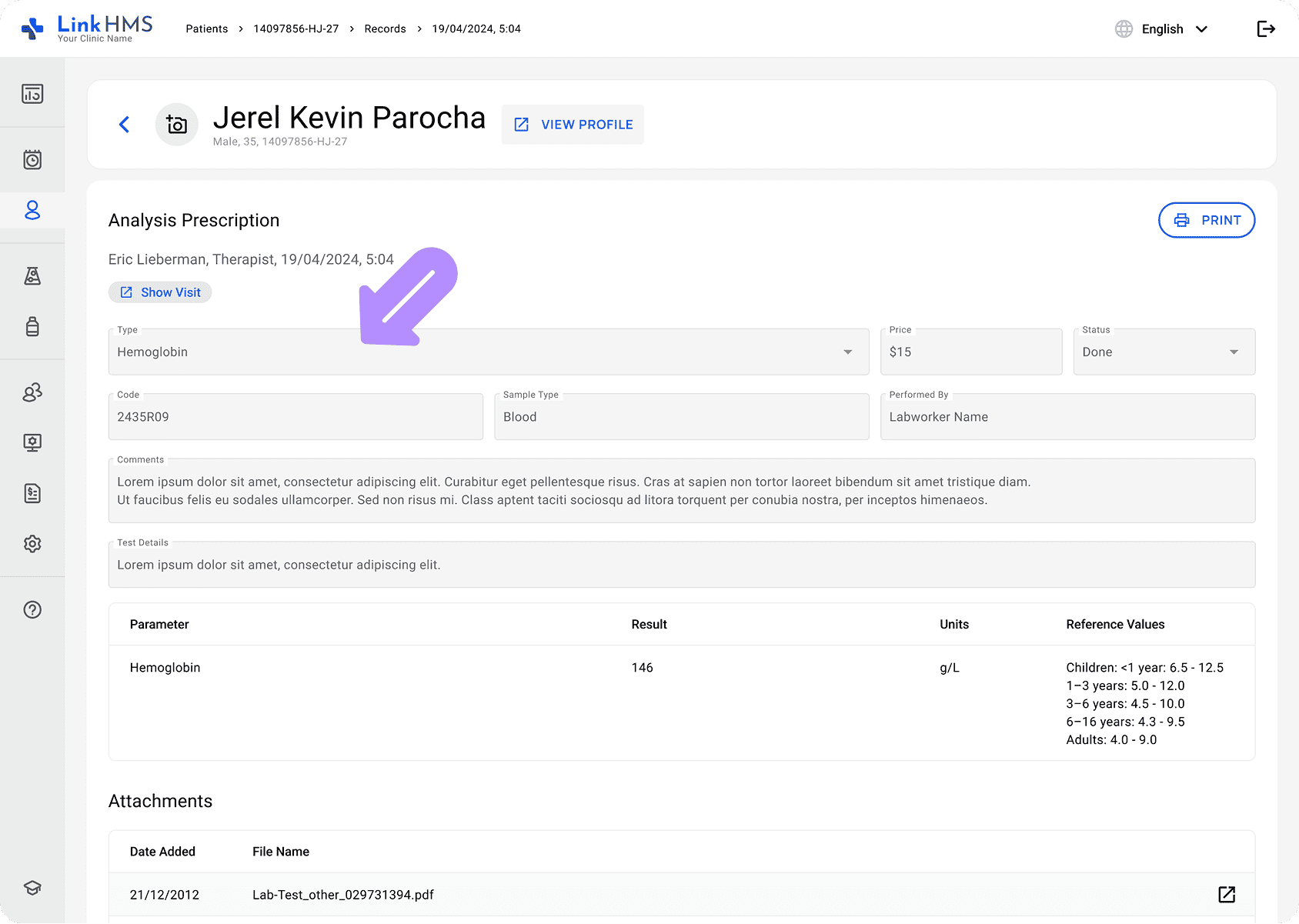 LinkHMS review the test results
