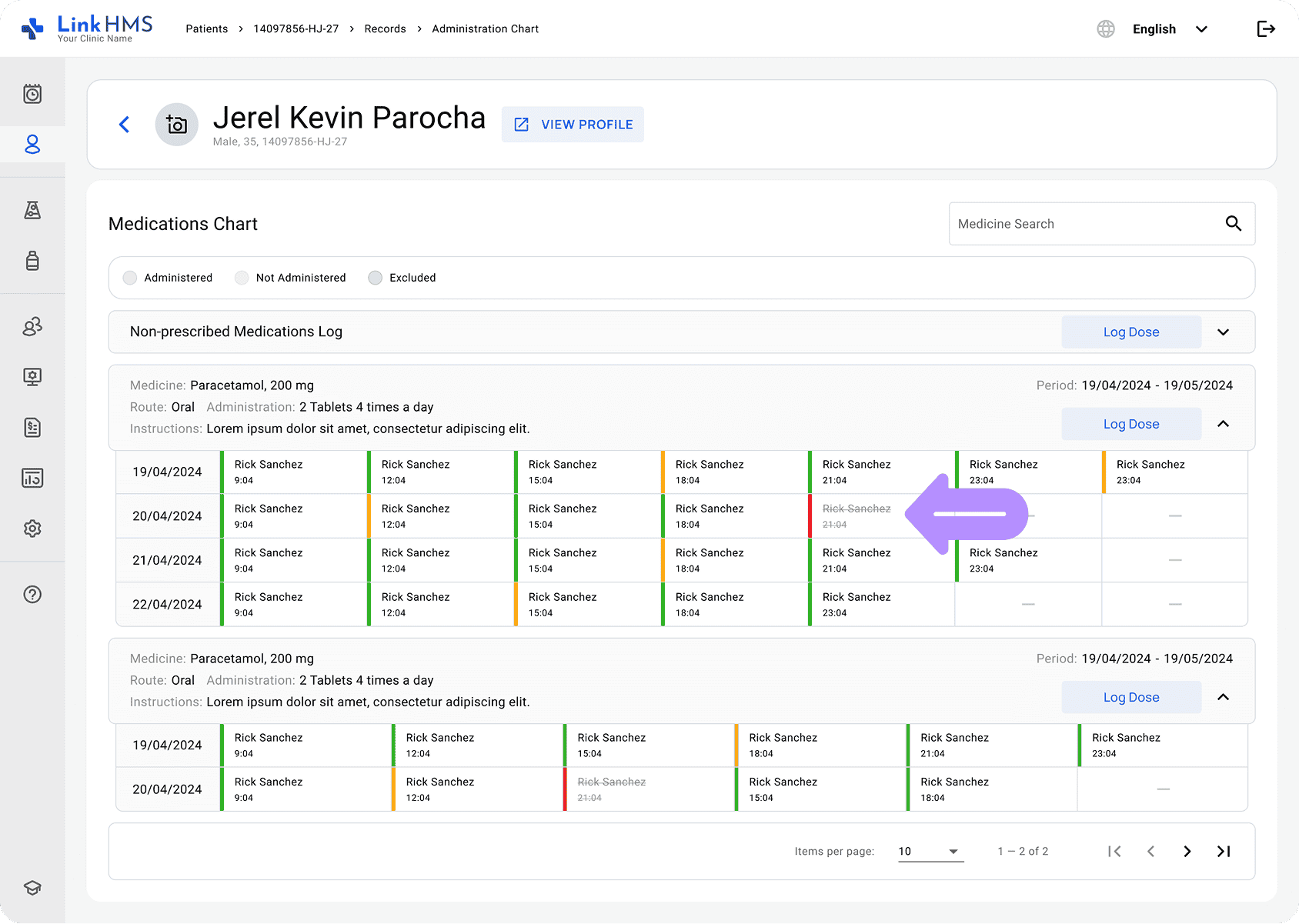 LinkHMS review the full medication chart