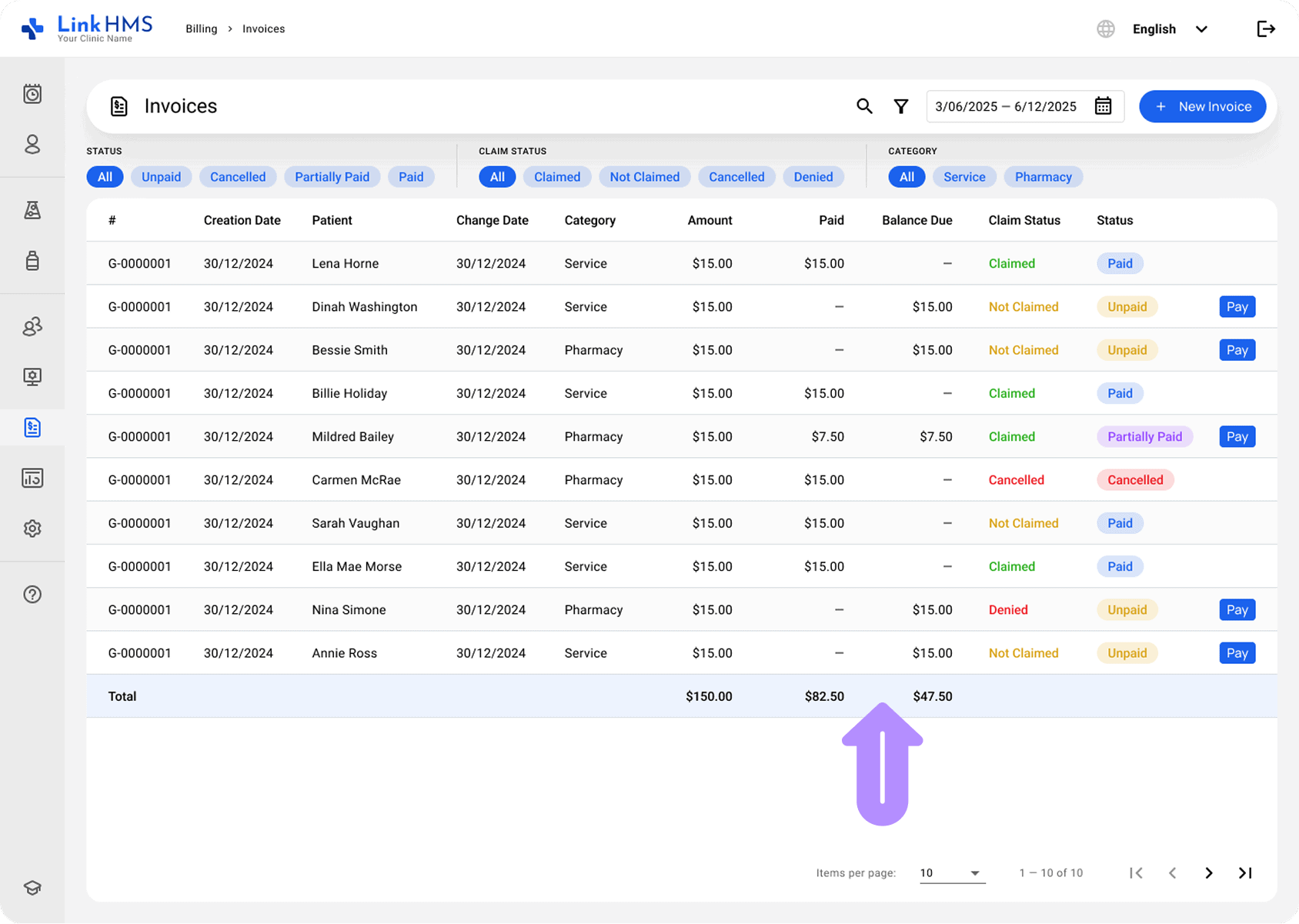 LinkHMS real-time balance updates