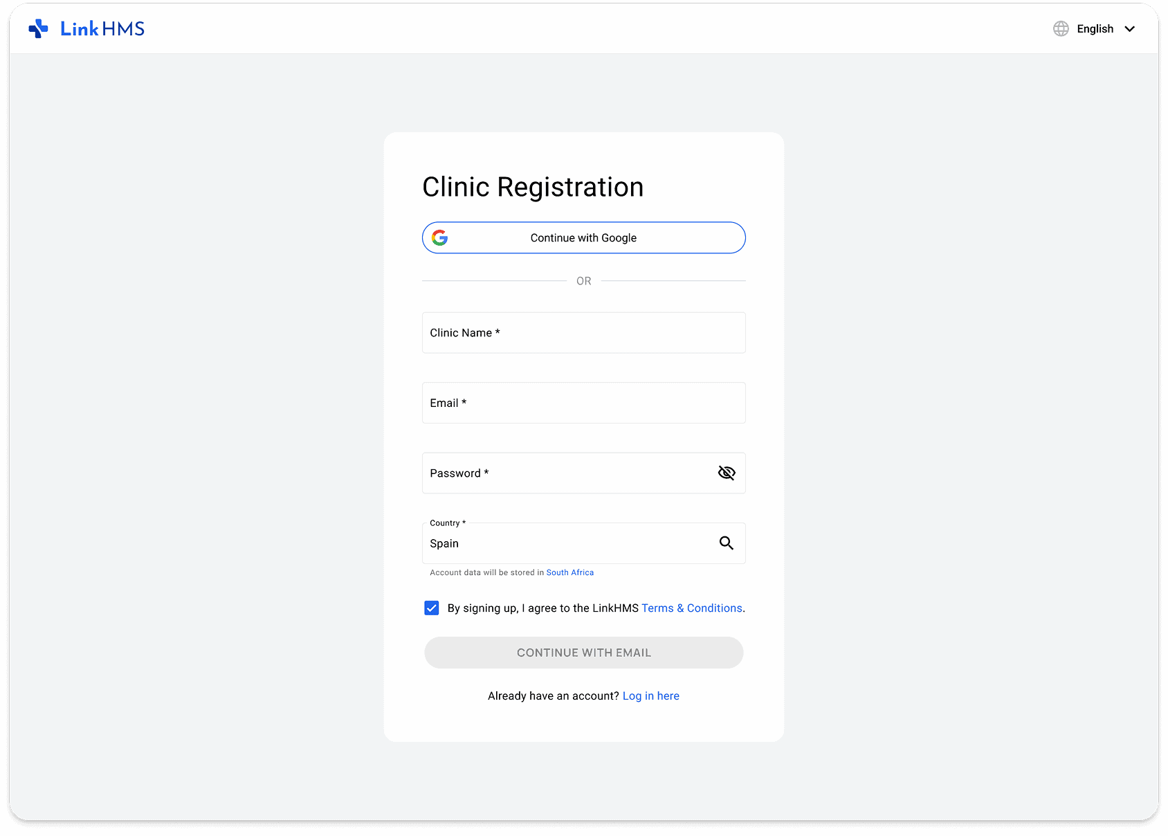 Clinic registration for EU facilities