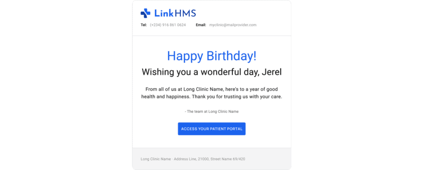 LinkHMS -birthday greetings